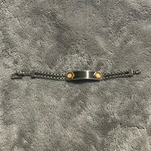 2 tone SS and rose golds with carbone fiber details bracelet